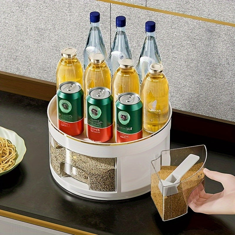 Durable Plastic Countertop Rack Rotating Spice Organizer with Multiple Compartments