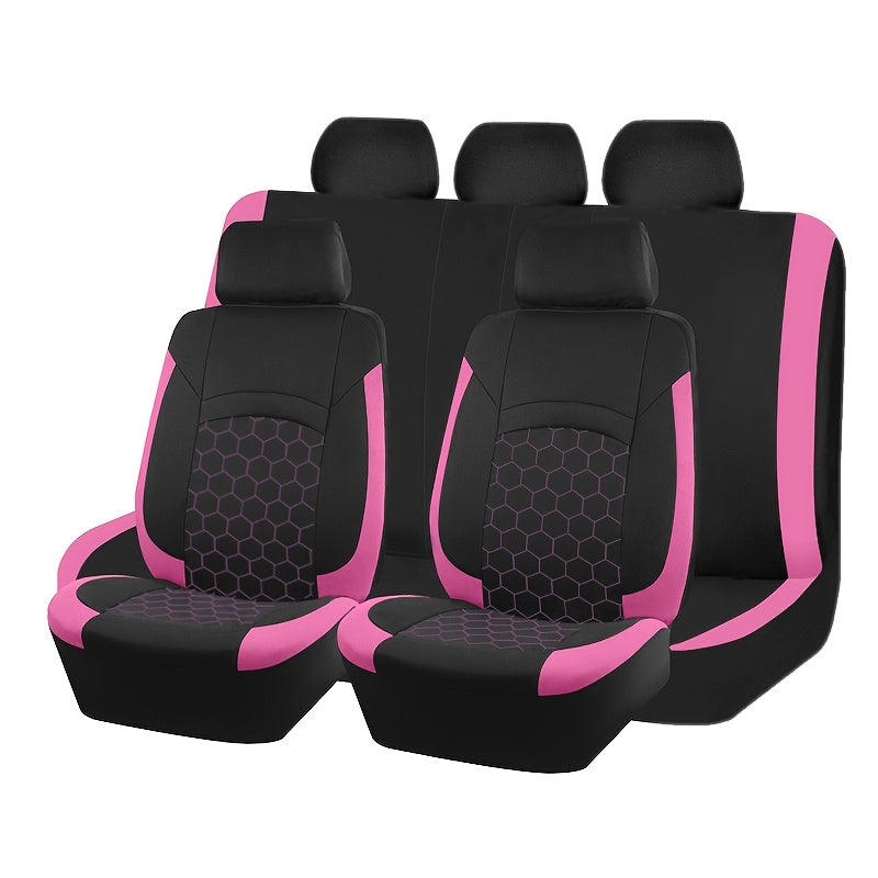 Universal Car Seat Covers Black Red Woven Polyester Durable Pack of 2