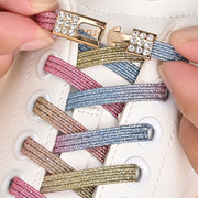 Uniseks elastik loqonlar uchun shnurlash tasmalari, rhinestone buckles bilan, sneakers va kanvas uchun