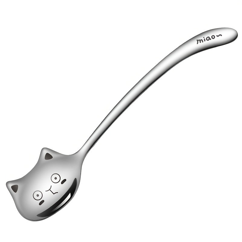 Stainless Steel Cat Spoon with Long Handle for Coffee Tea Dessert Gift