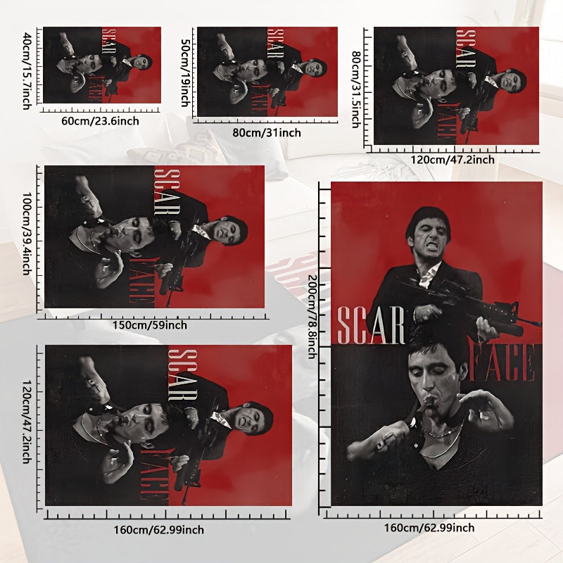 Scarred Man Cigar Gun Area Rug Non-Slip Washable Multiple Sizes