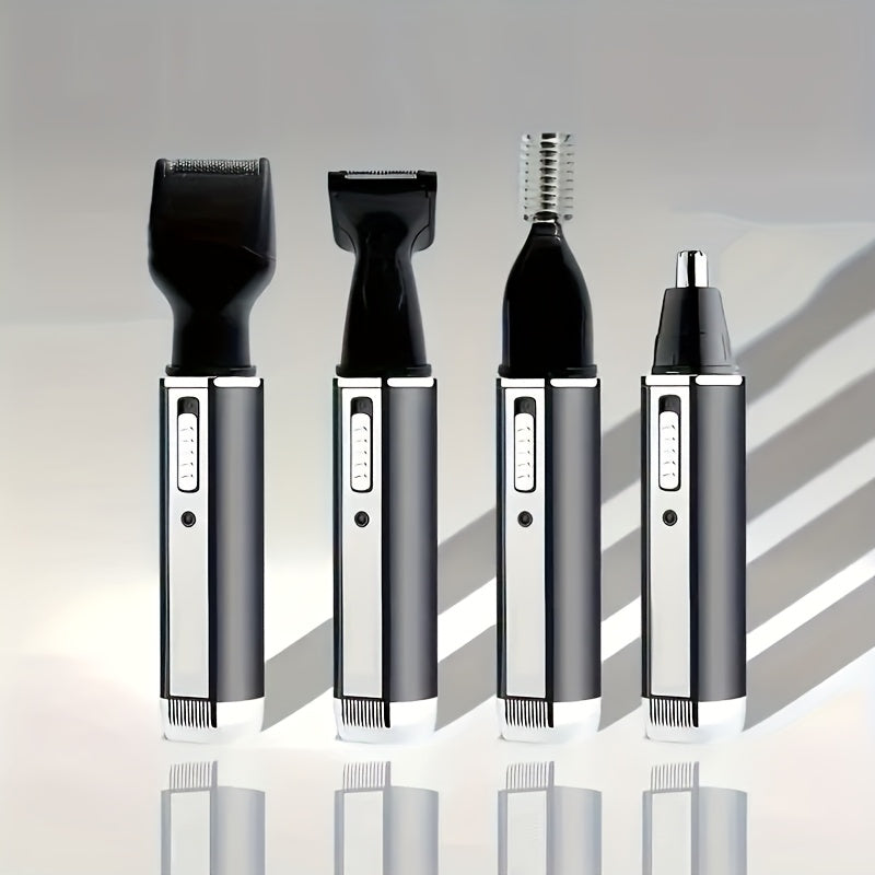 Men's 4-in-1 Grooming Kit Nose Ear Eyebrow Mustache Trimmer USB Rechargeable