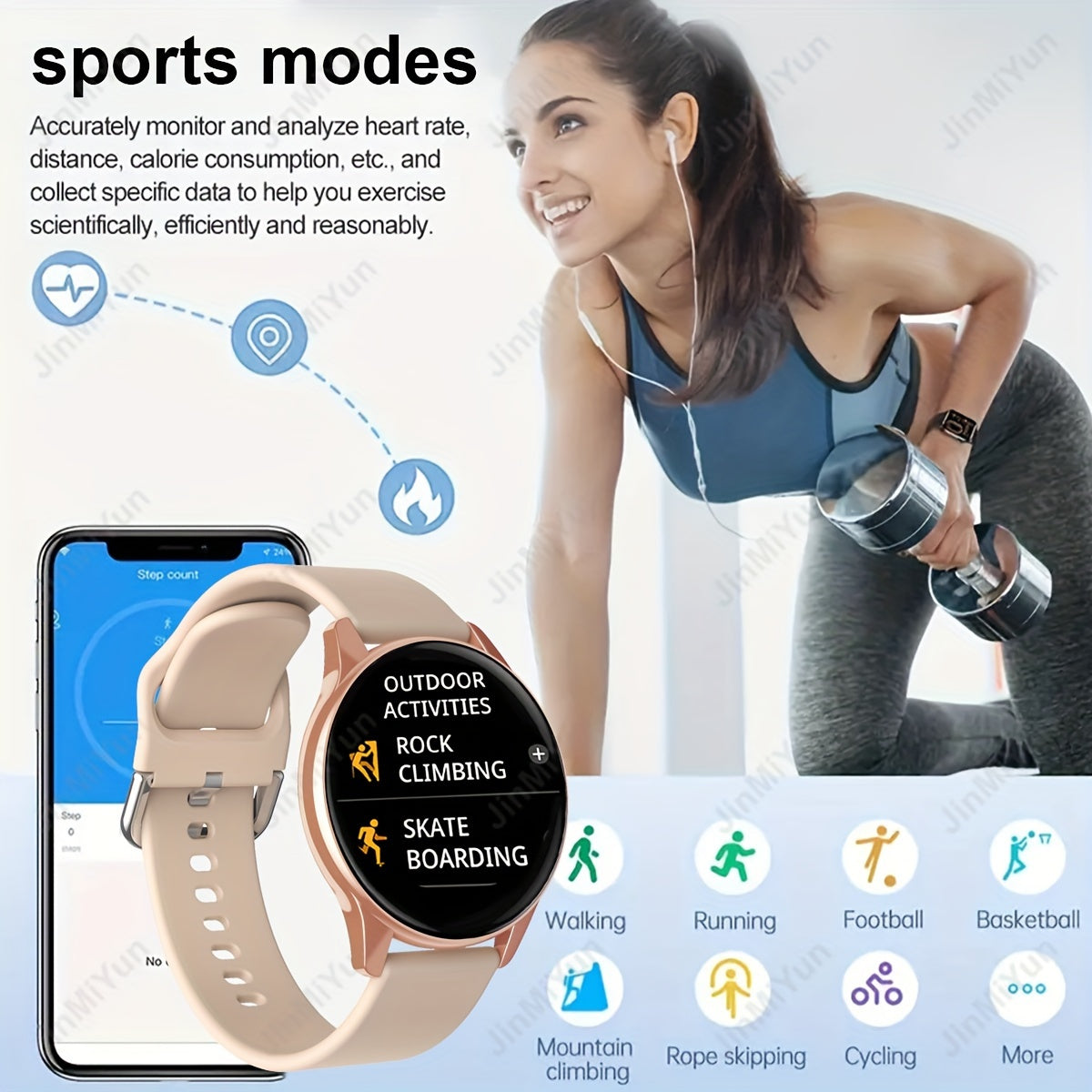 Full Touch Screen Smart Watch 1.5 Inch Fitness Tracker with Call Reminders and Sports Modes