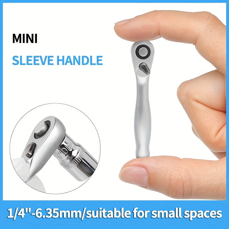 Mini Ratchet Wrench 1/4 Inch Drive Steel Compact Tool for Small Spaces