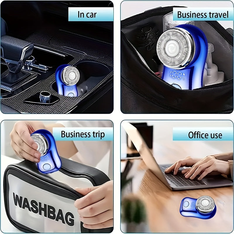 Men's Rechargeable Cordless Rotary Shaver Mini Electric Razor Compact USB Charger