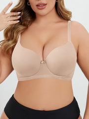 Plus Size Underwire Bra with Non-Removable Padding and Medium Stretch Fabric