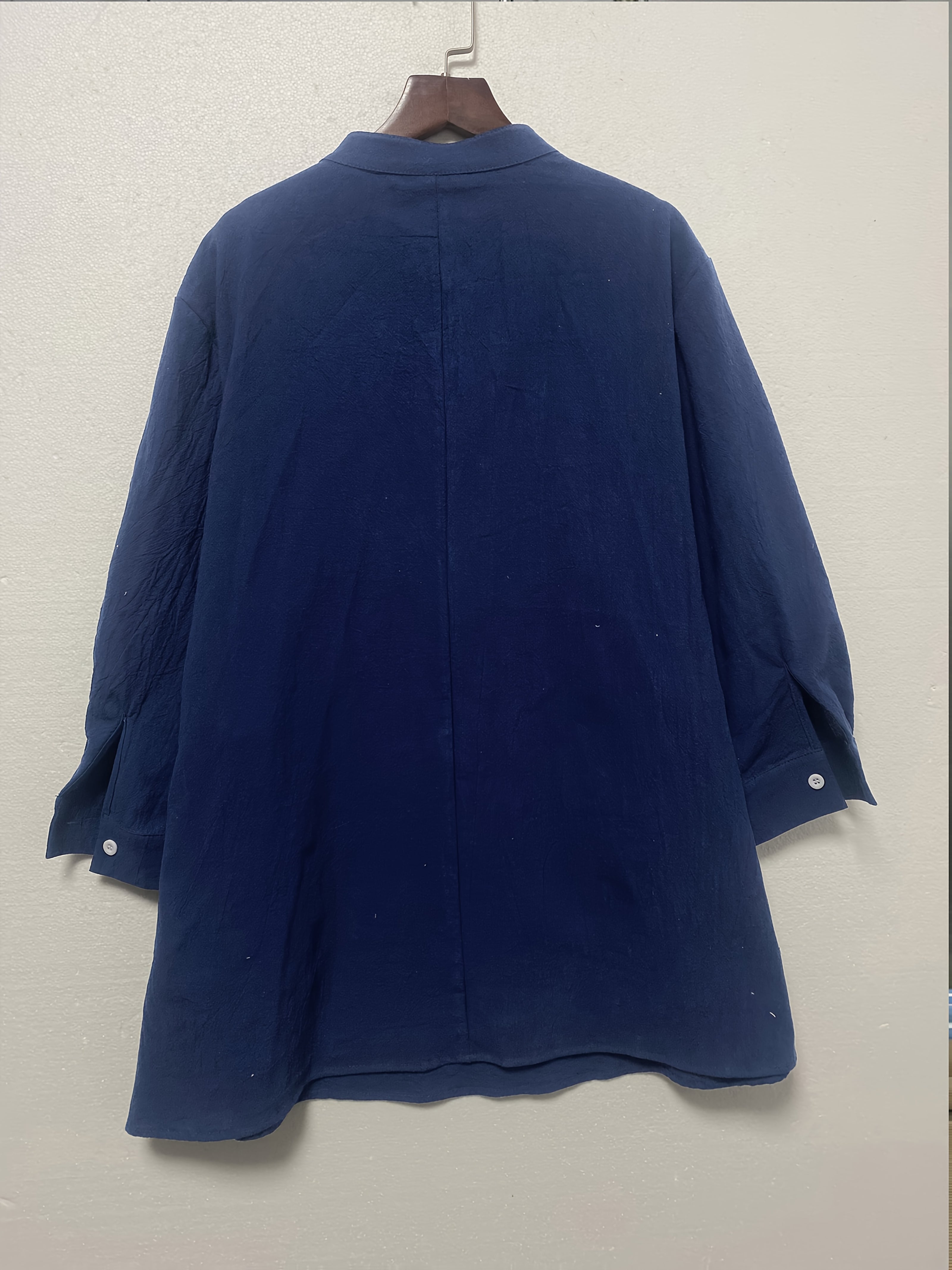 Women's Plus Size Casual Solid Color Shirt Polyester Blend Stand Collar Button