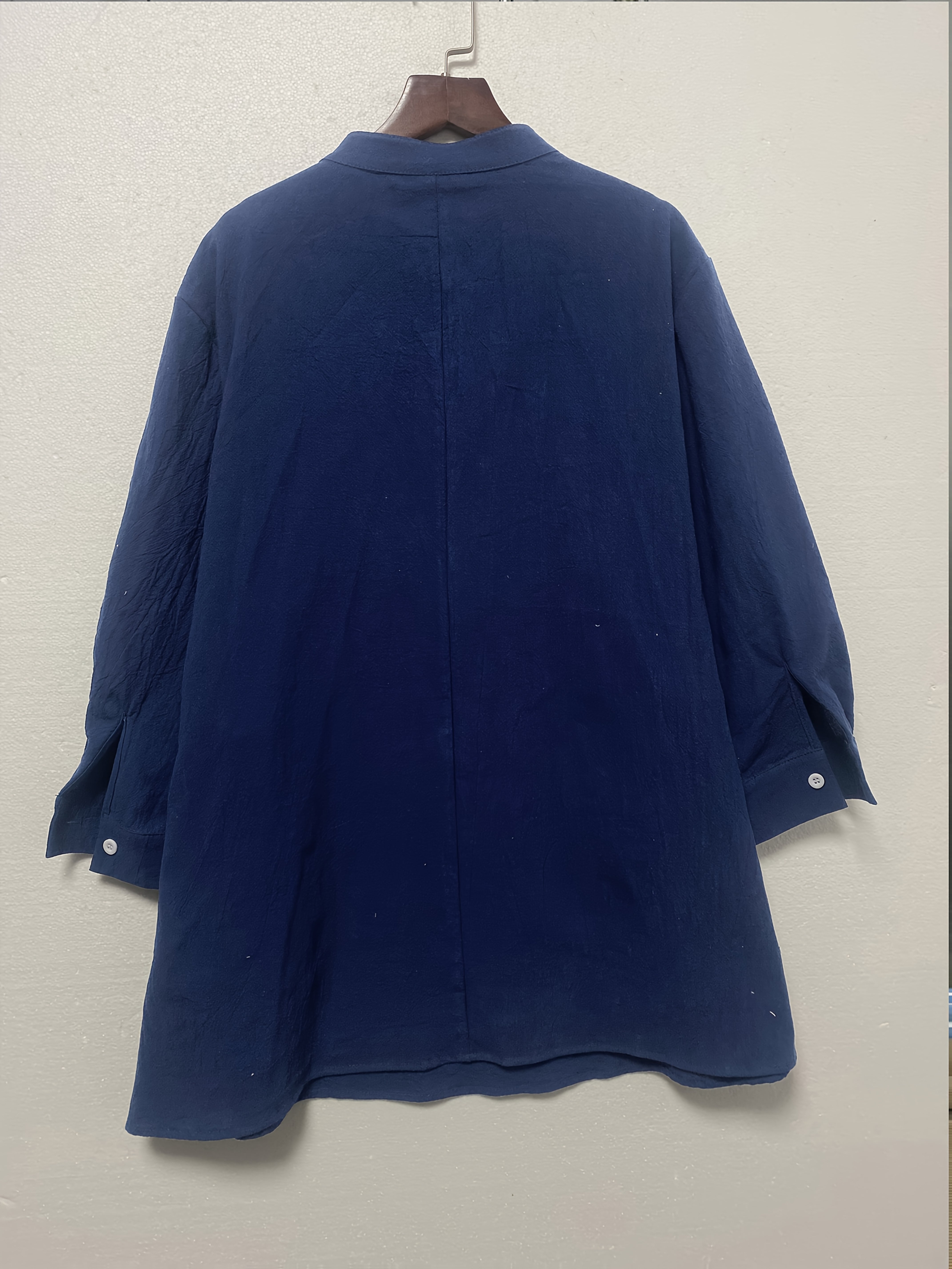 Women's Plus Size Casual Solid Color Shirt Polyester Blend Stand Collar Button