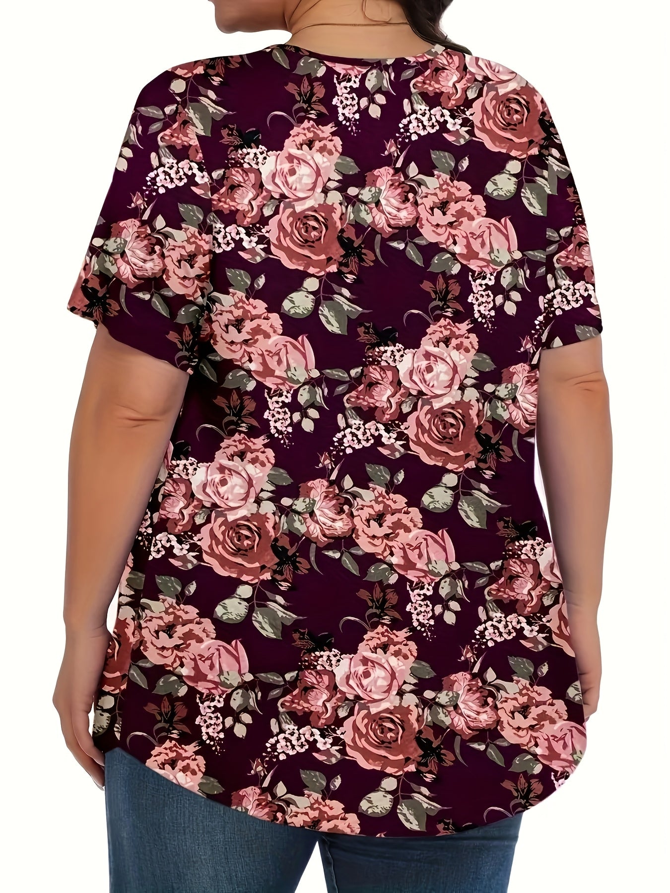 Plus Size Women Digital Print Oversized Top Loose Fit Comfortable