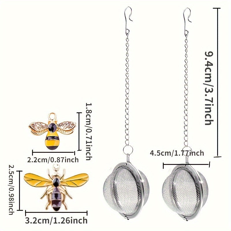 Conjunto de colador de té con colador de hojas sueltas y colgante de abeja para amantes del té