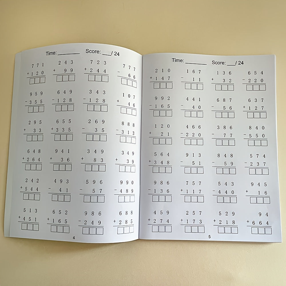 32-Page Math Workbook for Children Ages 3 Plus Addition and Subtraction to 1000 Educational Activities