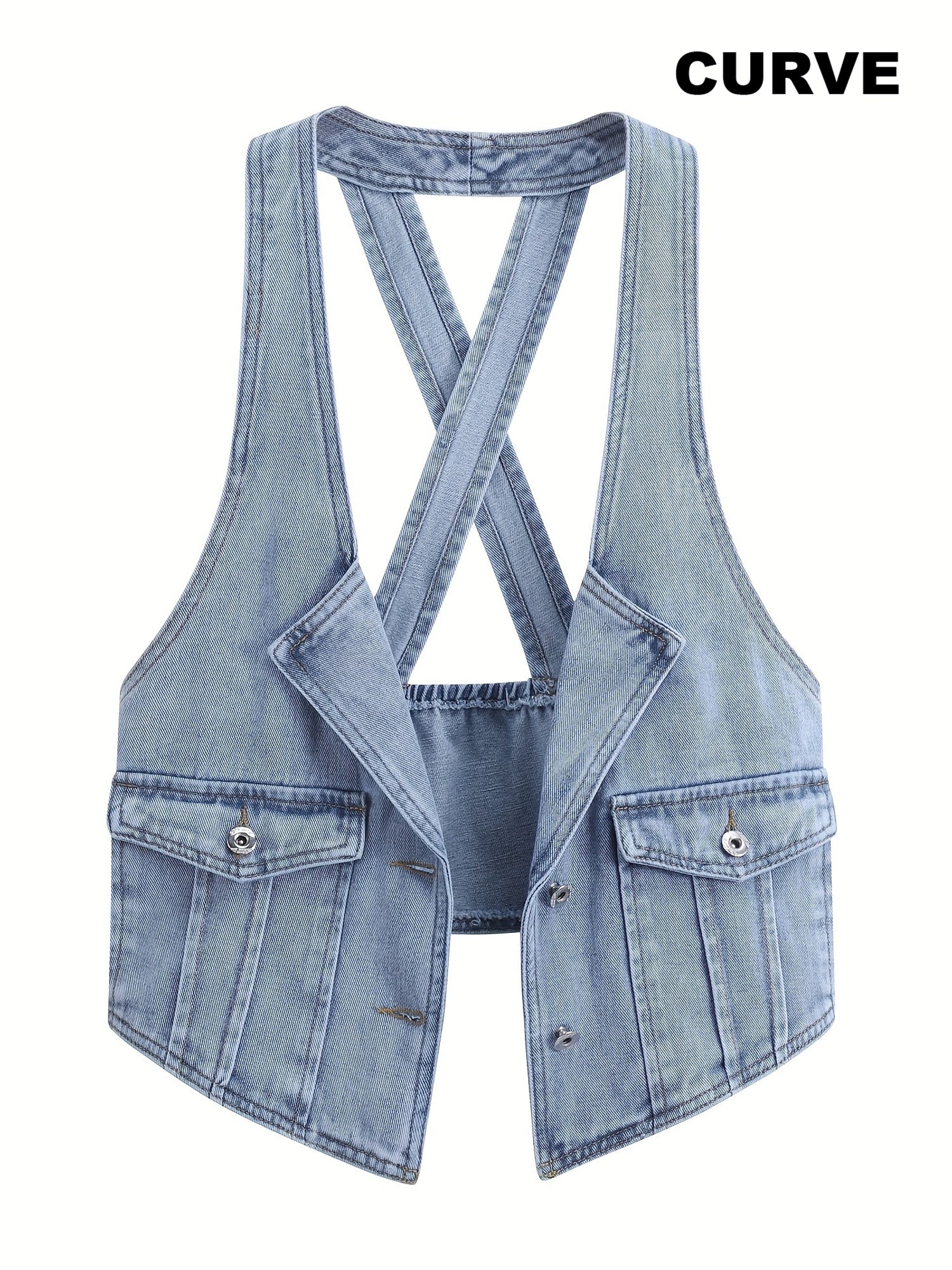 Chaleco de mezclilla para mujer, corto, sin mangas, lavado azul, casual, primavera y verano