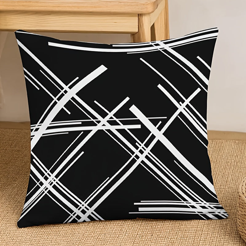 Qora va oq abstrakt yostiq qopqog'i 44.98cm kvadratli divan yotoq xonasi dekor