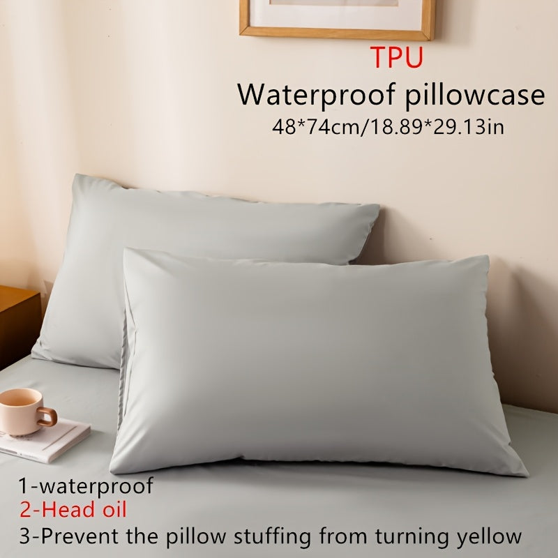 Waterproof Polyester Pillowcases Set, Oil-Resistant, Machine Washable