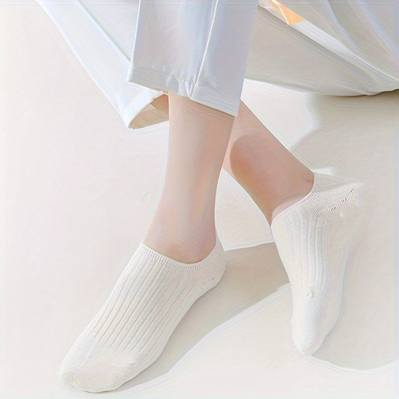 Women's 6 Pairs Low-Top Invisible Long Socks Polyester Knit Comfortable Solid