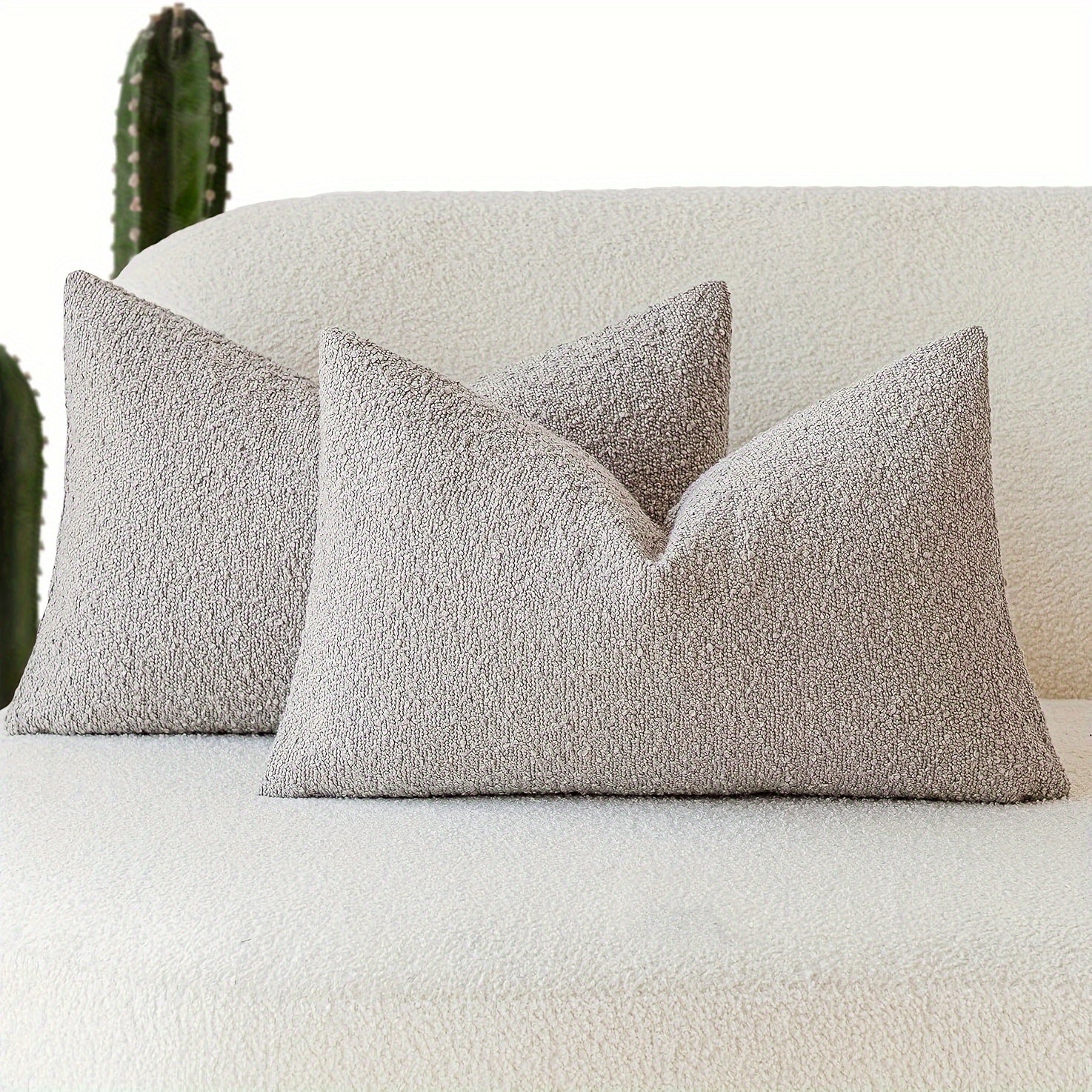 Beige Imitation Lamb Fleece Throw Pillow Covers for Sofa Bed Living Room