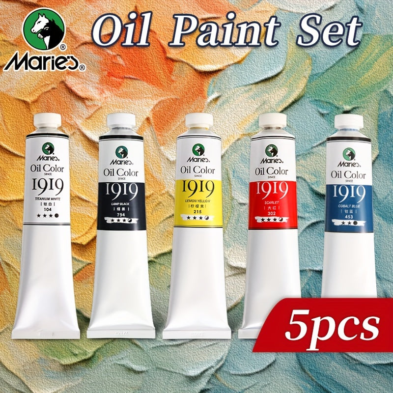 Oil Paint Set 5 Pieces 1.7 Fl Oz Vibrant Colors Professional Quality