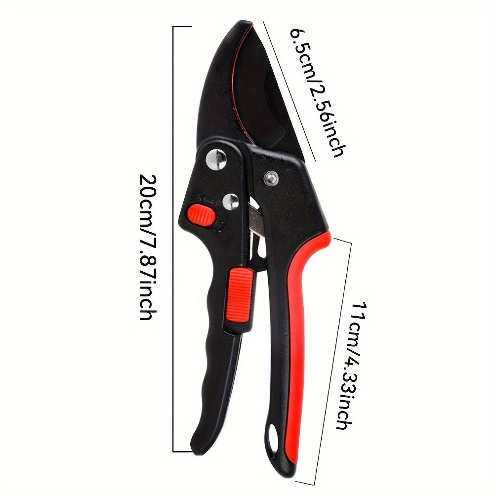 Garden Pruners with Enhanced Grip for Thick Branches, Ergonomic Ratchet, Carbon Steel Blade