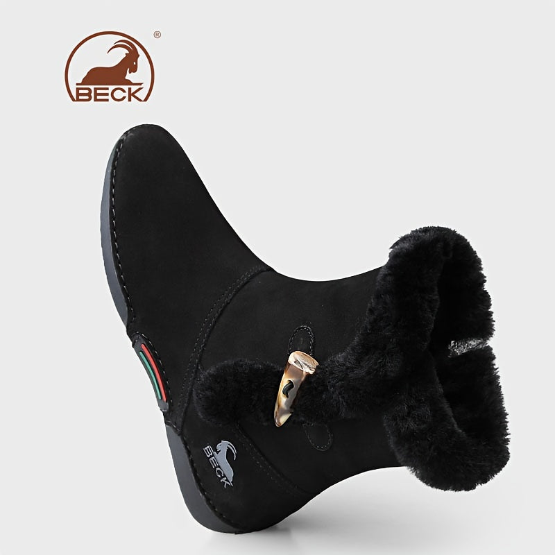 Women’s Winter Snow Boots Lined Collar Zipper Flat Rubber Sole