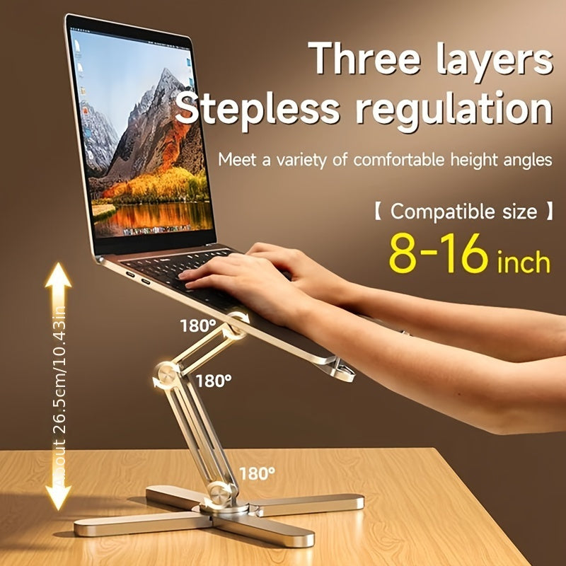 Aluminum Laptop Stand with 360° Rotation Foldable Heat Dissipation for Portable Use