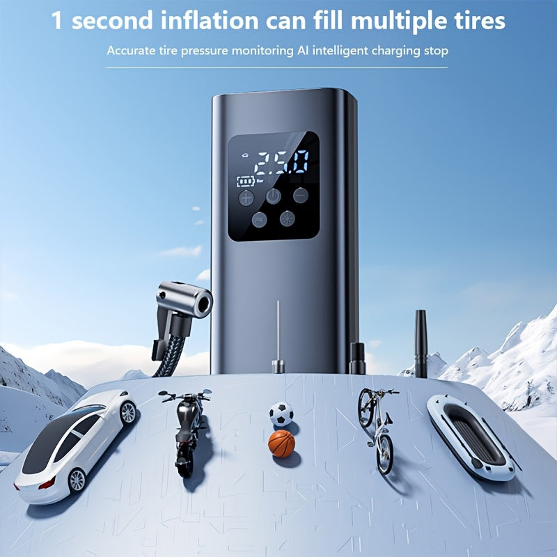 Portable Air Compressor Tire Inflator for Car Bike Motorcycle Digital Pressure Gauge