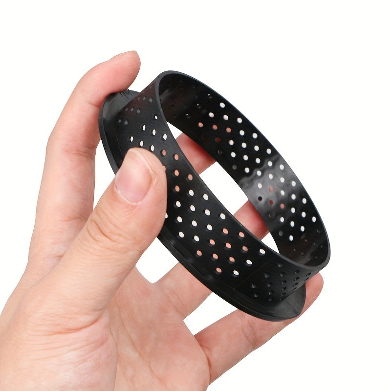 Set of 6 Perforated Tart Rings for Mousse and French Desserts, Non-Stick Bakeware