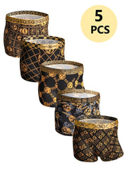 Men's Boxer Briefs 5 Pack Breathable Stretch Nylon Geometric Print Comfortable