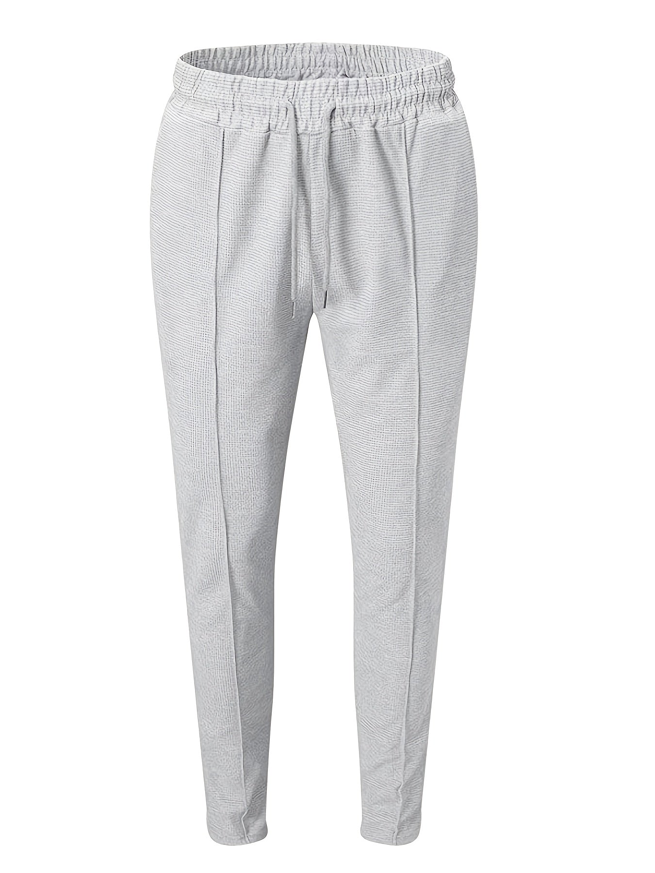 Men's Long Sleeve Hooded Waffle Solid Sports Suit Set for Spring and Autumn