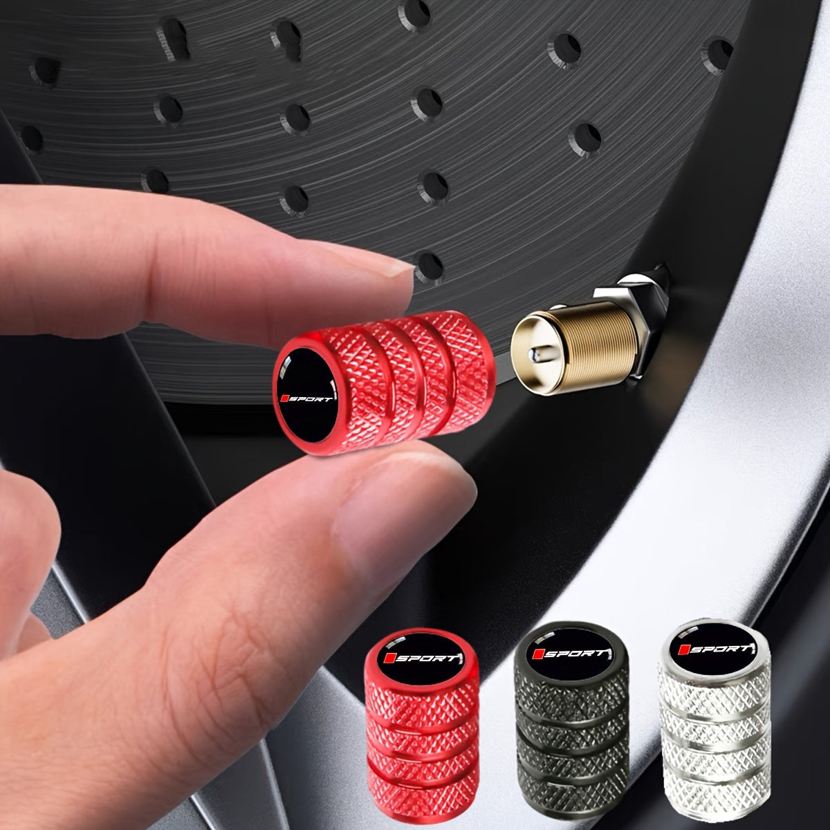 Set Of 4 Aluminum Gold Valve Stem Caps Car Tire Accessories