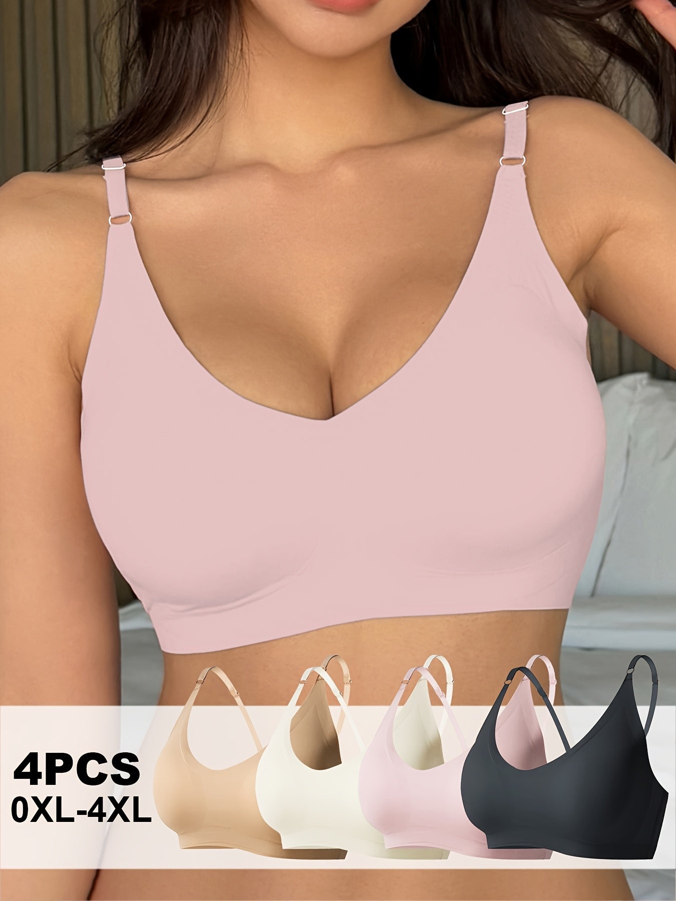 4Pcs Set Women's Glossy Traceless Invisible Comfortable Hair Ties