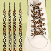 Unisex Leopard Print Gradient Flat Shoelaces Durable Polyester for Sneakers and Boots