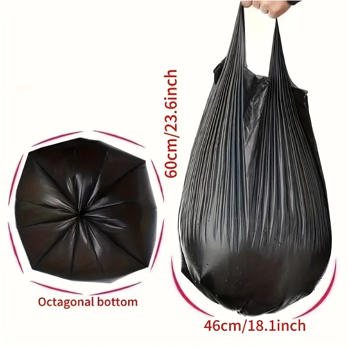 100 Pack Black Large Heavy-Duty Garbage Bags Leak-Proof Trash Liners