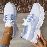 Ayollar uchun nafas oladigan knit platform sport poyafzallari, kundalik lenta bilan bog‘lanadigan tashqi poyafzallar