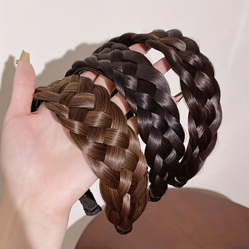 Fluffy Headband Hair Accessory with Braid Twist and 4cm Width for Women