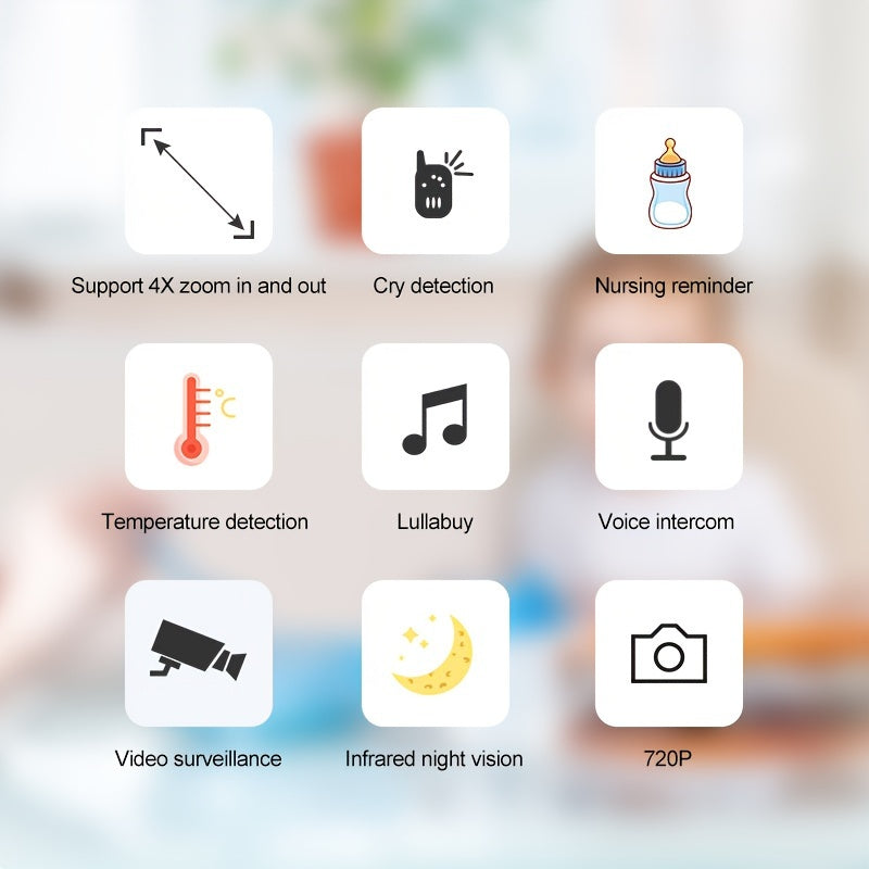 1 шт. ANYAZHINENG HD Смарт Монитор с двусторонним аудио, 720P видео, инфракрасным ночным видением, детекцией температуры, сигналами о плаче и ворковании, колыбельной и удаленным просмотром, совместимый со смартфоном.