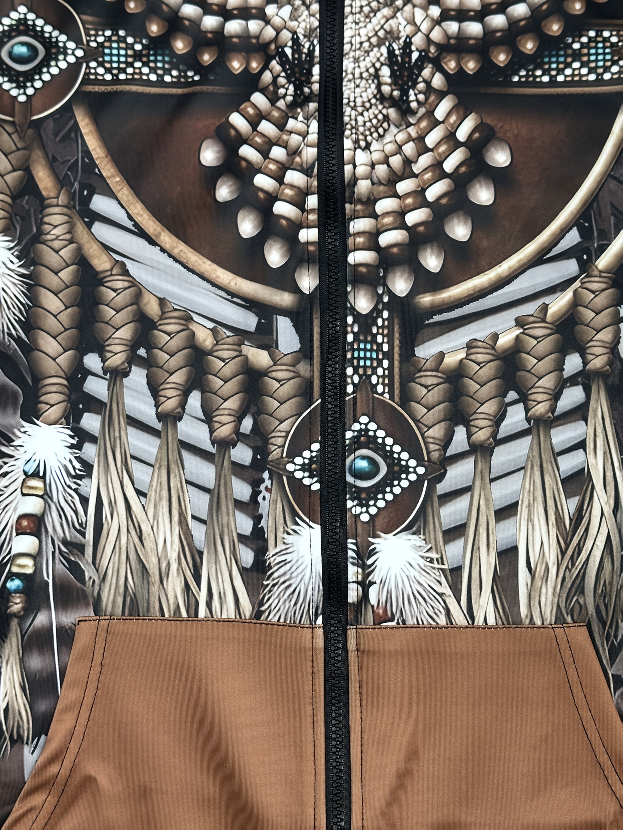 Мужская повседневная толстовка на молнии с этническим узором, большой размер, полиэстеровое трикотажное изделие