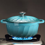 Turquoise Blue Enameled Cast Iron Dutch Oven 28.45cm for Cooking and Baking