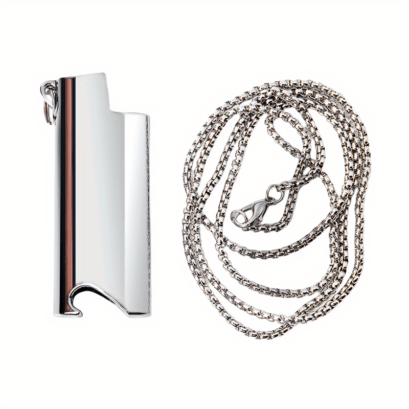 Metal Lighter Case with Bottle Opener, Durable, Fashion Necklace Set for Men