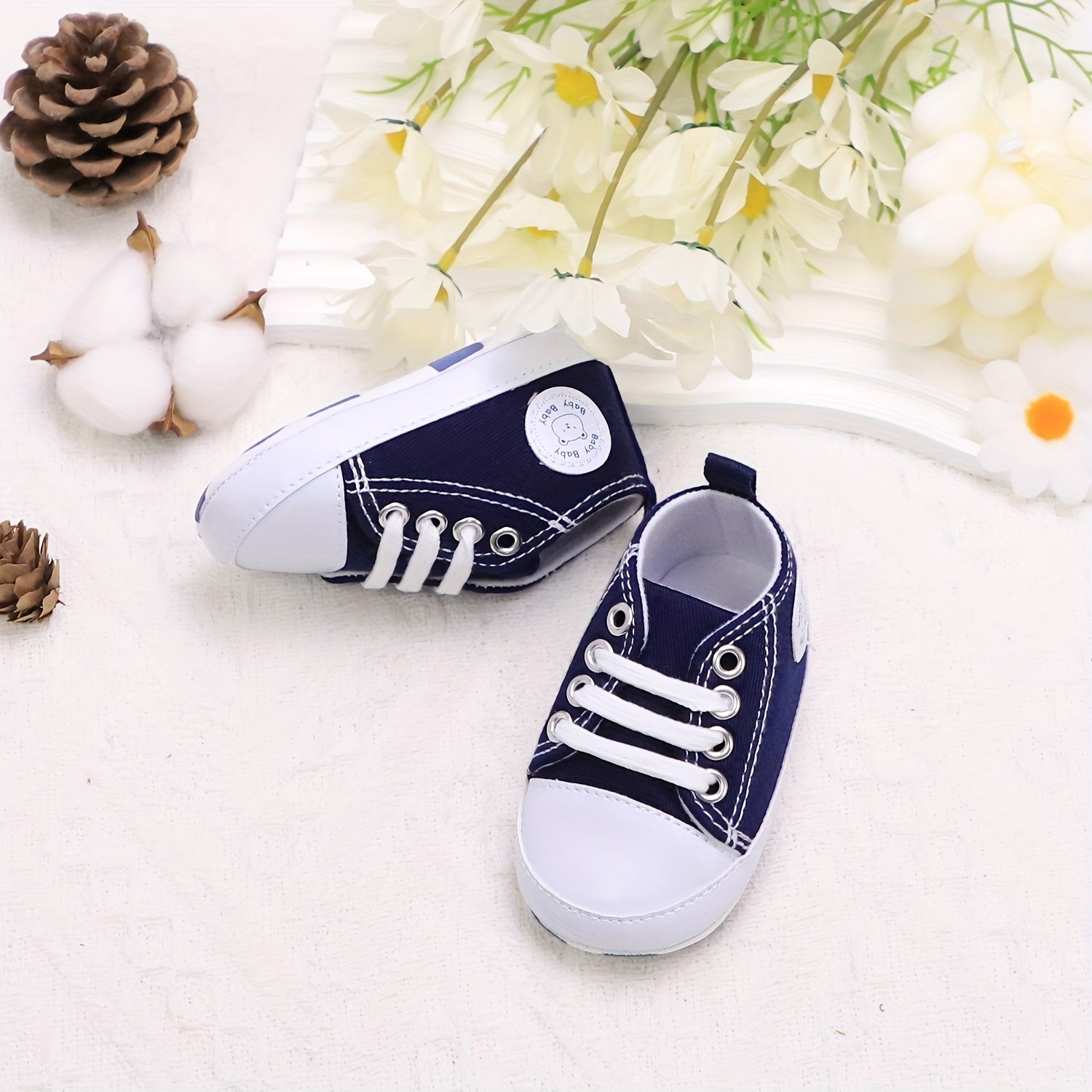 Baby Boys Canvas Sneakers Low Top Spring Fall Casual Non-Slip Lightweight Shoes