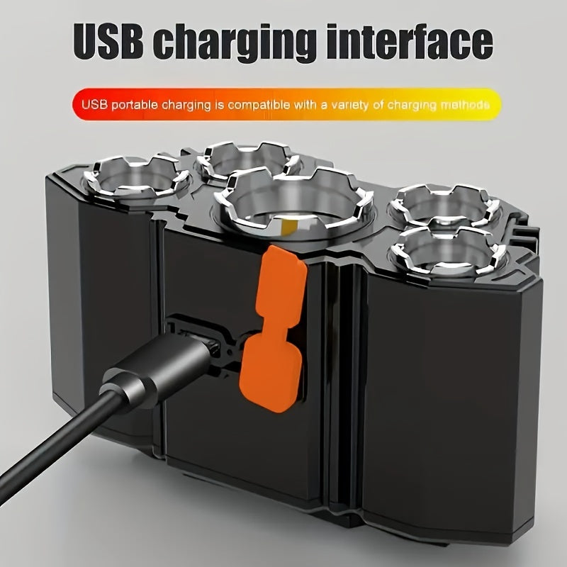 Rechargeable LED Headlamp with USB Fast Charging, Multi-Mode, Portable for Outdoor Activities