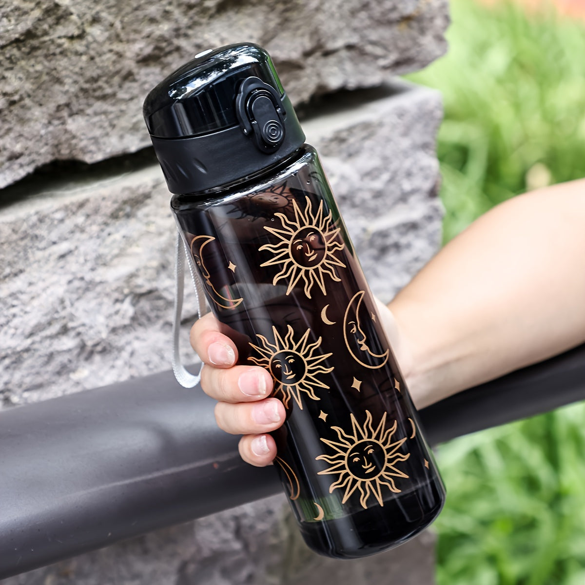 Women's Floral Plastic Water Bottle Large Capacity Lightweight Round PVC-Free
