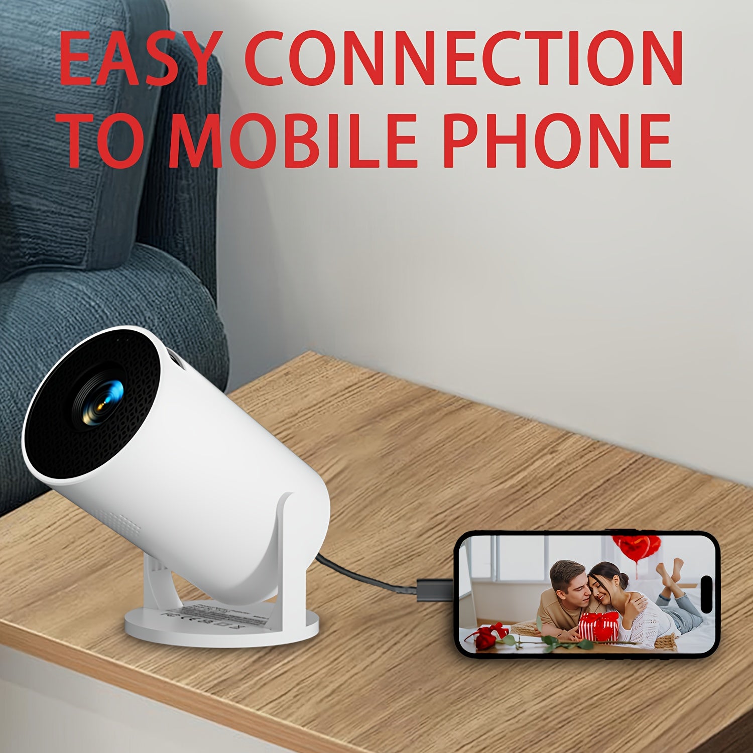 Мини портативный HD-проектор 1080P с вращением на 180° для домашнего кинотеатра