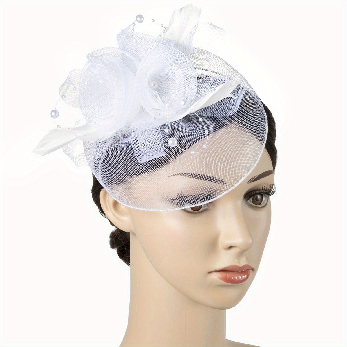 Women's Mesh Flower Faux Feather Fascinator for Tea Party Wedding Derby Hat