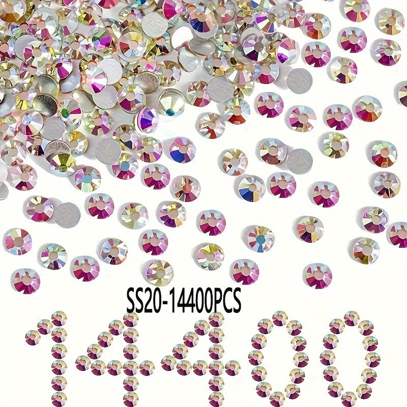 14400 Shisha Kristalli Flatback Rhinestones uchun Tirnoq San'ati, kiyim-kechak, poyabzal, sumkalar SS3 dan SS34 gacha