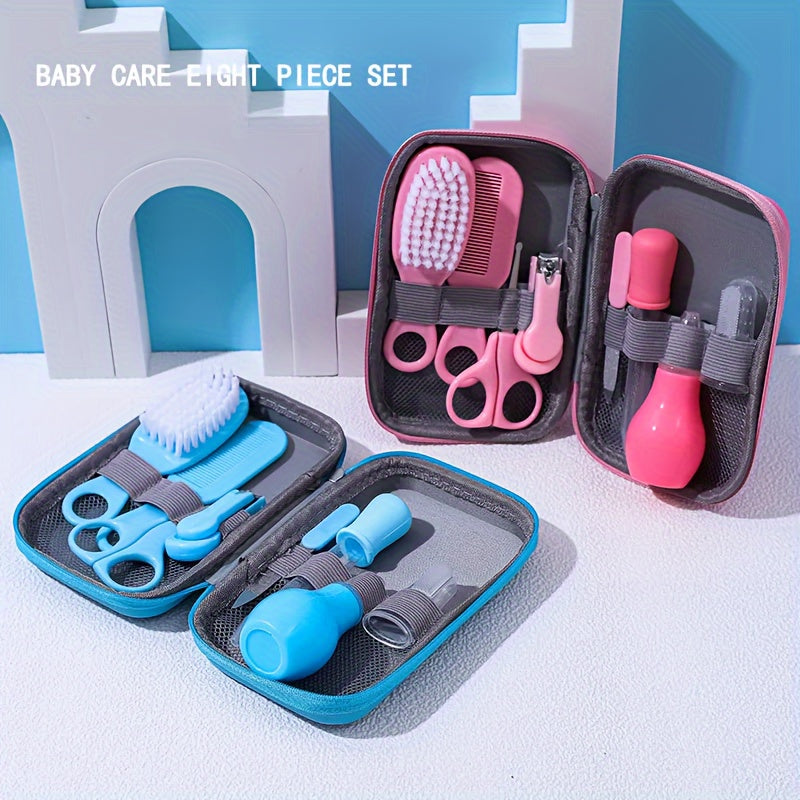 8-Piece Medical Care and Beauty Kit for Children Pink Blue Safety Nose and Tongue Cleaners