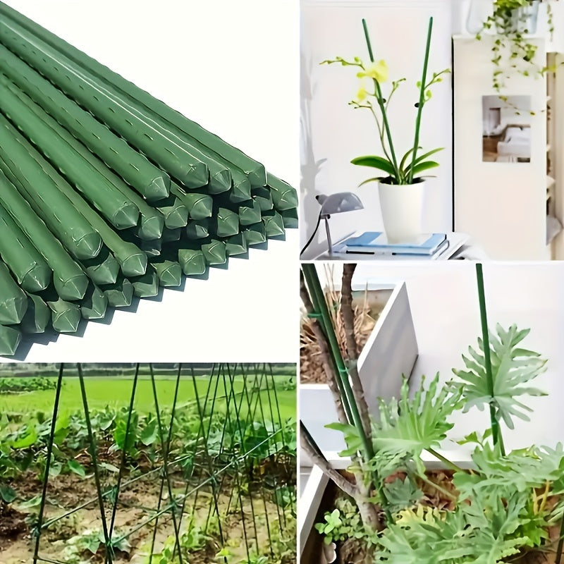 50 Pack Metal Garden Stakes 89.92cm with Accessories for Plant Support