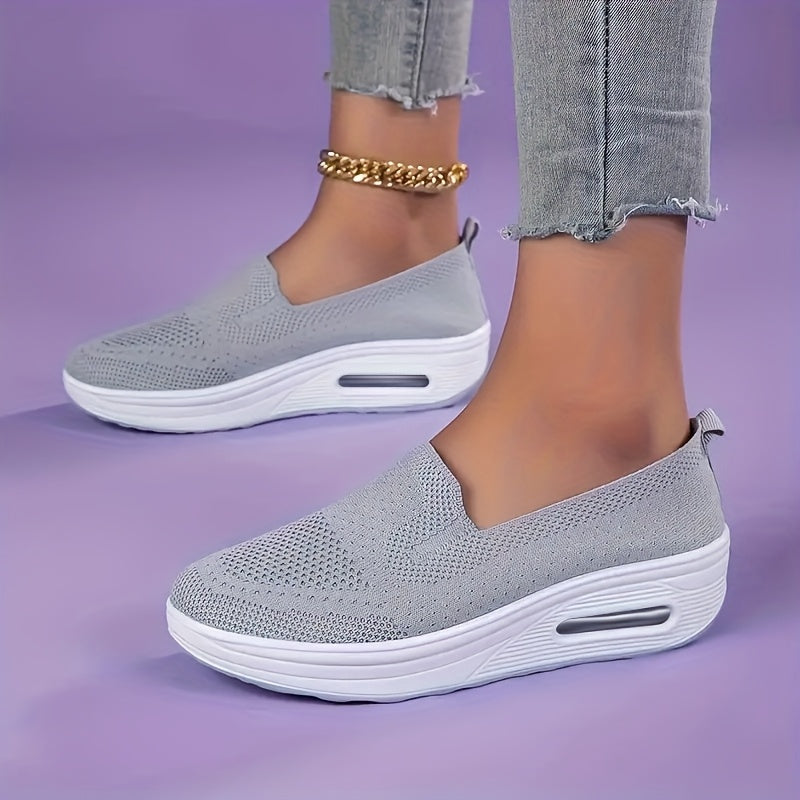 Ayollar uchun nafas oladigan tīkli slip-on sport poyabzali yengil kundalik poyabzal pushti kulrang qora