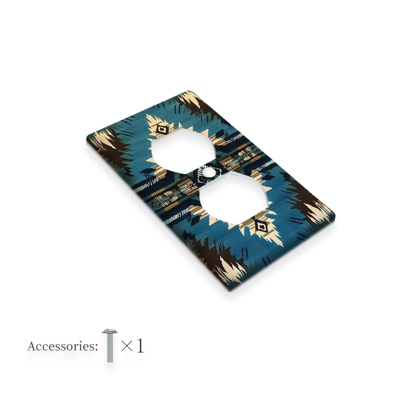 Native American Style Switch Plate Cover with Turquoise and Geometric Patterns