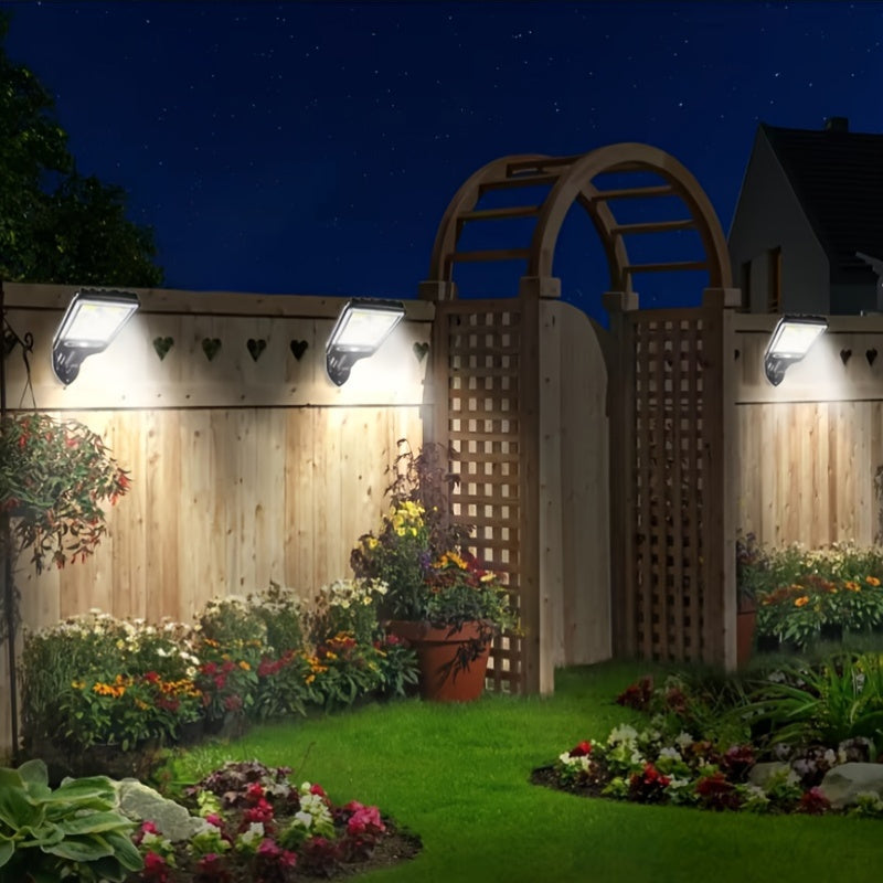 4 Pack Solar Street Lights with COB LED Motion Sensor 180° Coverage Remote Control