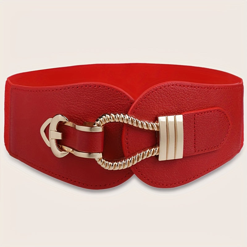 Wide Elastic Waist Belt for Women Faux Leather Dress Coat Fashion Accessory